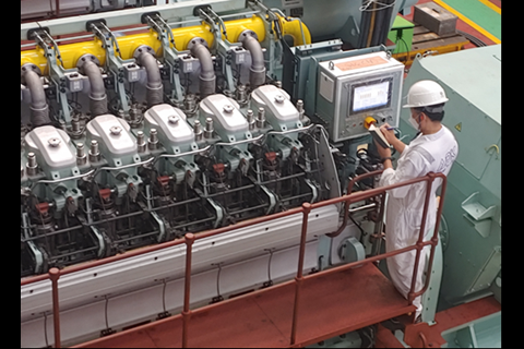 The 2,100dwt dual-fuel container feeder will feature HiMSEN auxiliary engines designed to operate on methanol and VLSFO. HiMSEN announced the development of a dual-fuel engine control system in April 2021 (credit: HHI-EMD)